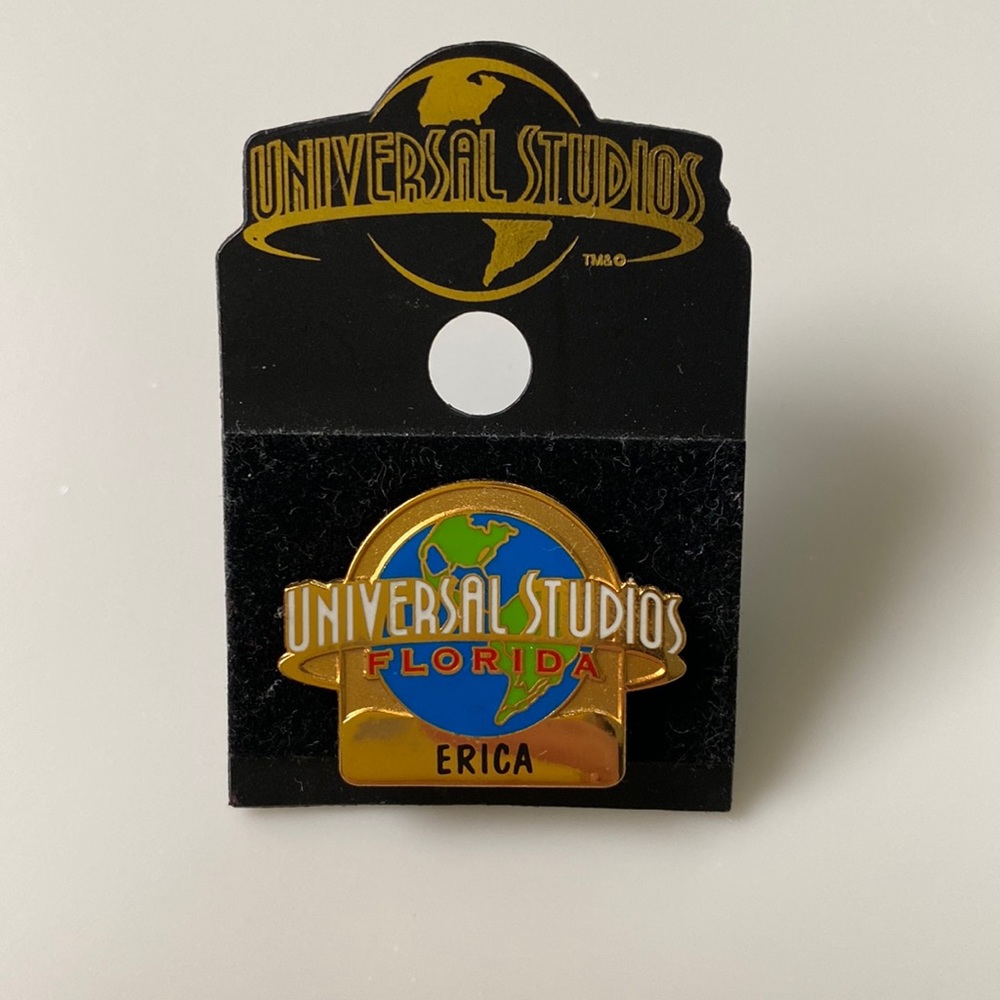 Universal Studios Florida World Globe Icon Logo Name ERICA PIN Collectible NWT